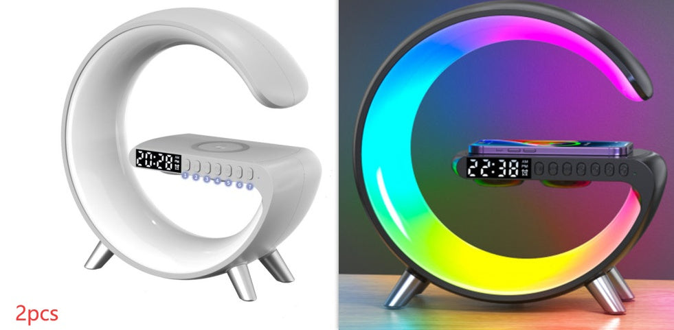 Intelligent G Shaped Wireless Charger LED Lamp Bluetooth Speaker Atmosphere Lamp App Control For Bedroom Home Decor