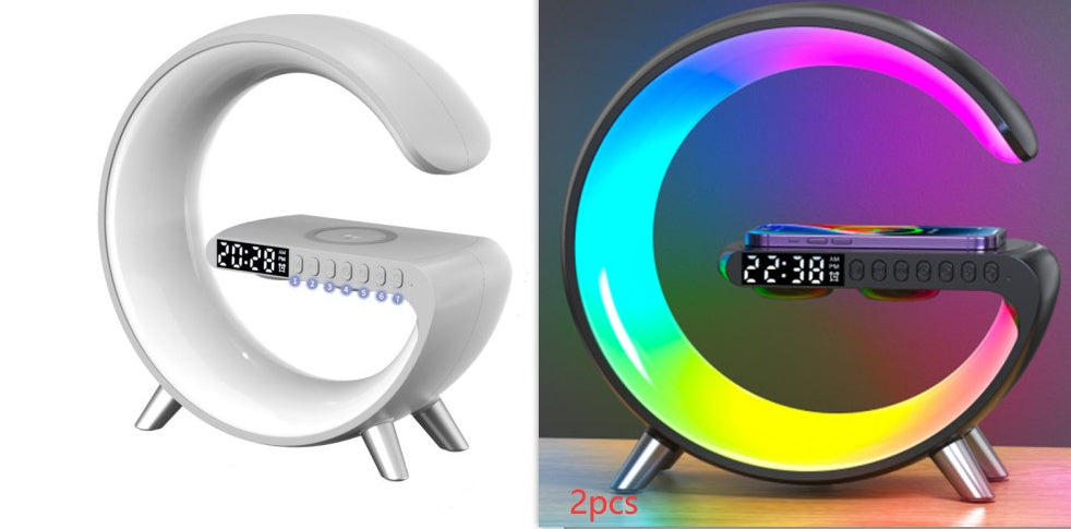 Intelligent G Shaped Wireless Charger LED Lamp Bluetooth Speaker Atmosphere Lamp App Control For Bedroom Home Decor
