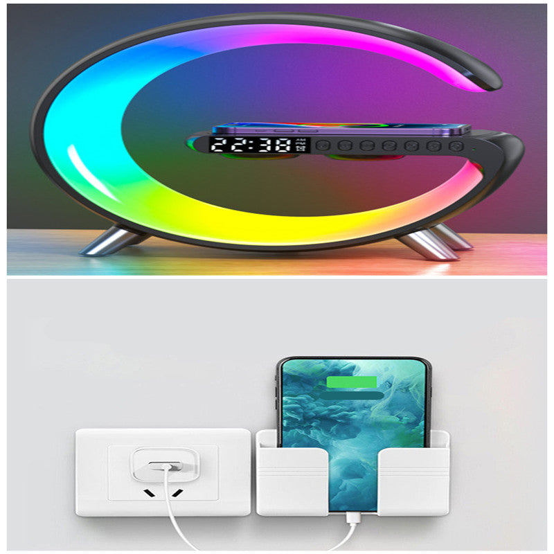 Intelligent G Shaped Wireless Charger LED Lamp Bluetooth Speaker Atmosphere Lamp App Control For Bedroom Home Decor