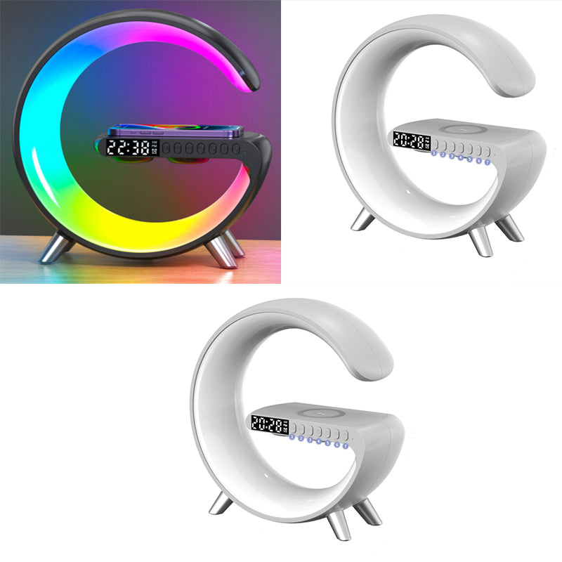 Intelligent G Shaped Wireless Charger LED Lamp Bluetooth Speaker Atmosphere Lamp App Control For Bedroom Home Decor