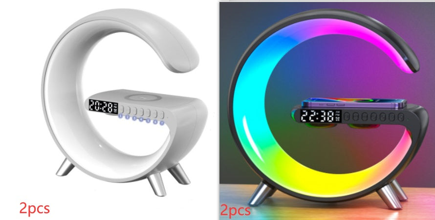 Intelligent G Shaped Wireless Charger LED Lamp Bluetooth Speaker Atmosphere Lamp App Control For Bedroom Home Decor