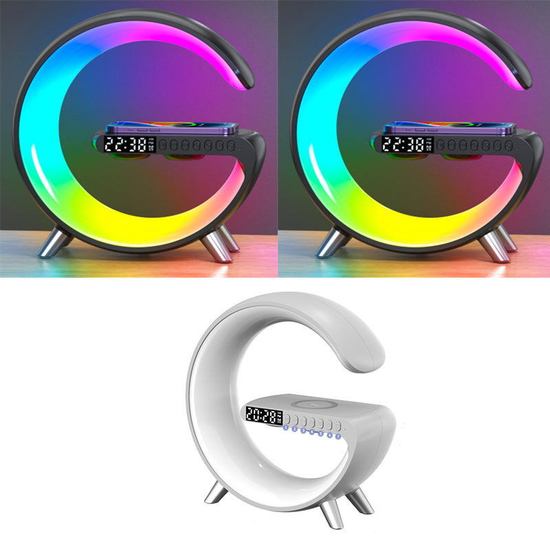 Intelligent G Shaped Wireless Charger LED Lamp Bluetooth Speaker Atmosphere Lamp App Control For Bedroom Home Decor