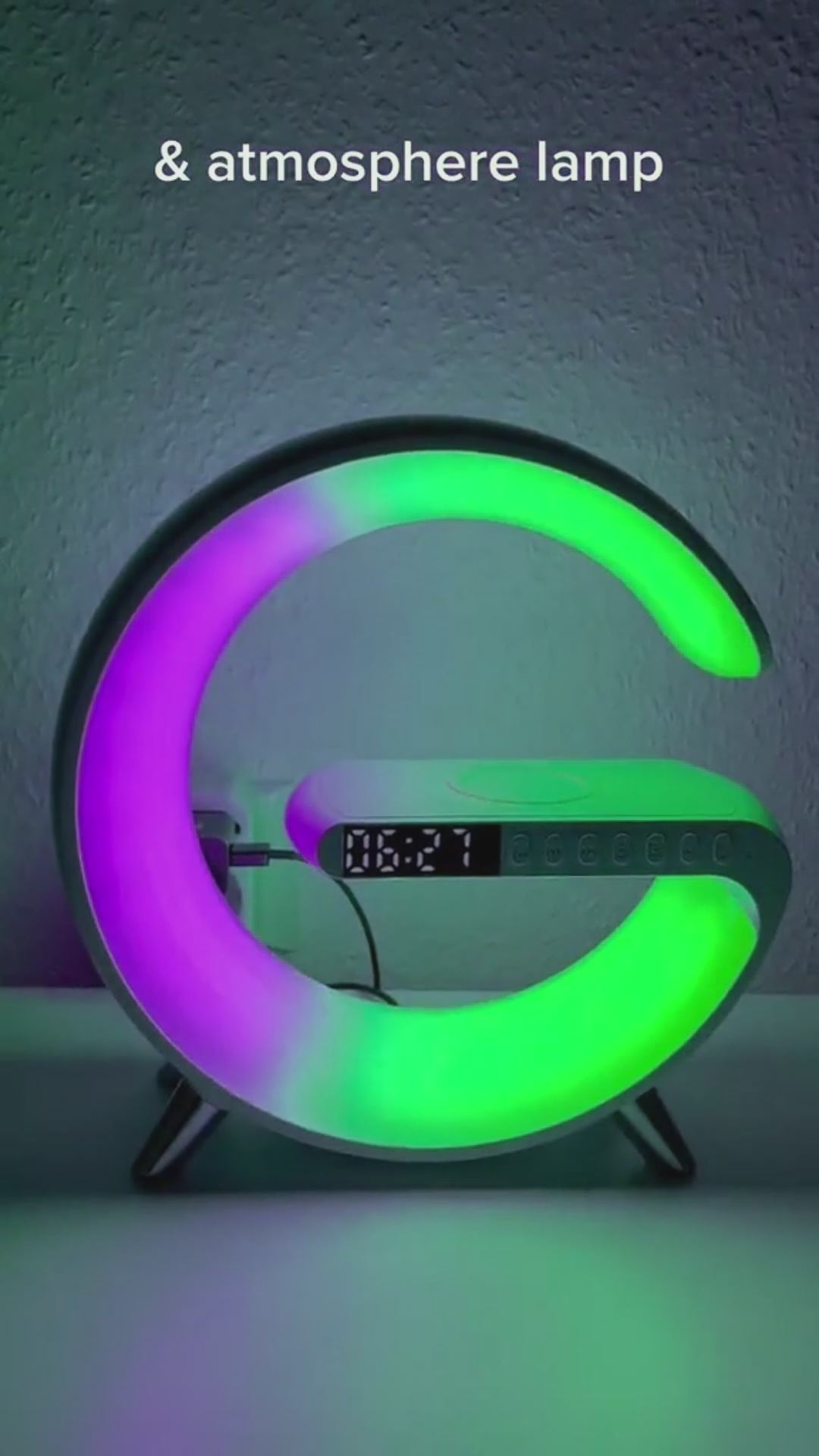 Intelligent G Shaped Wireless Charger LED Lamp Bluetooth Speaker Atmosphere Lamp App Control For Bedroom Home Decor